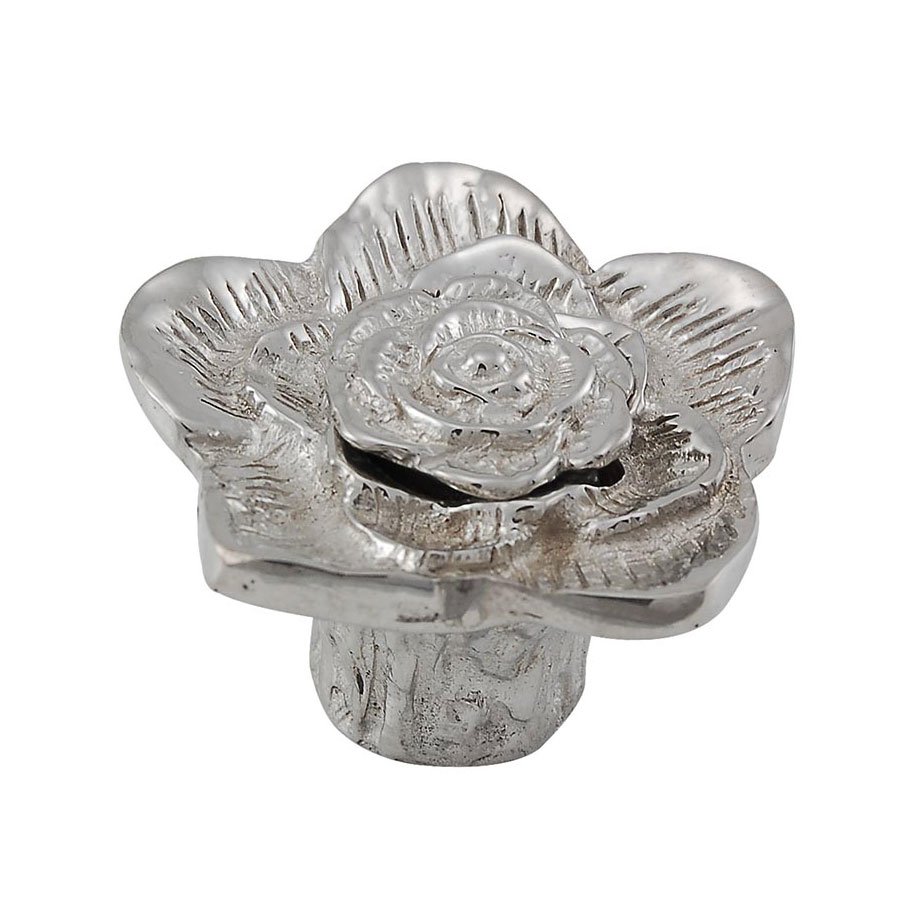 1 1/4" Double Rose Knob with Small Center in Polished Silver