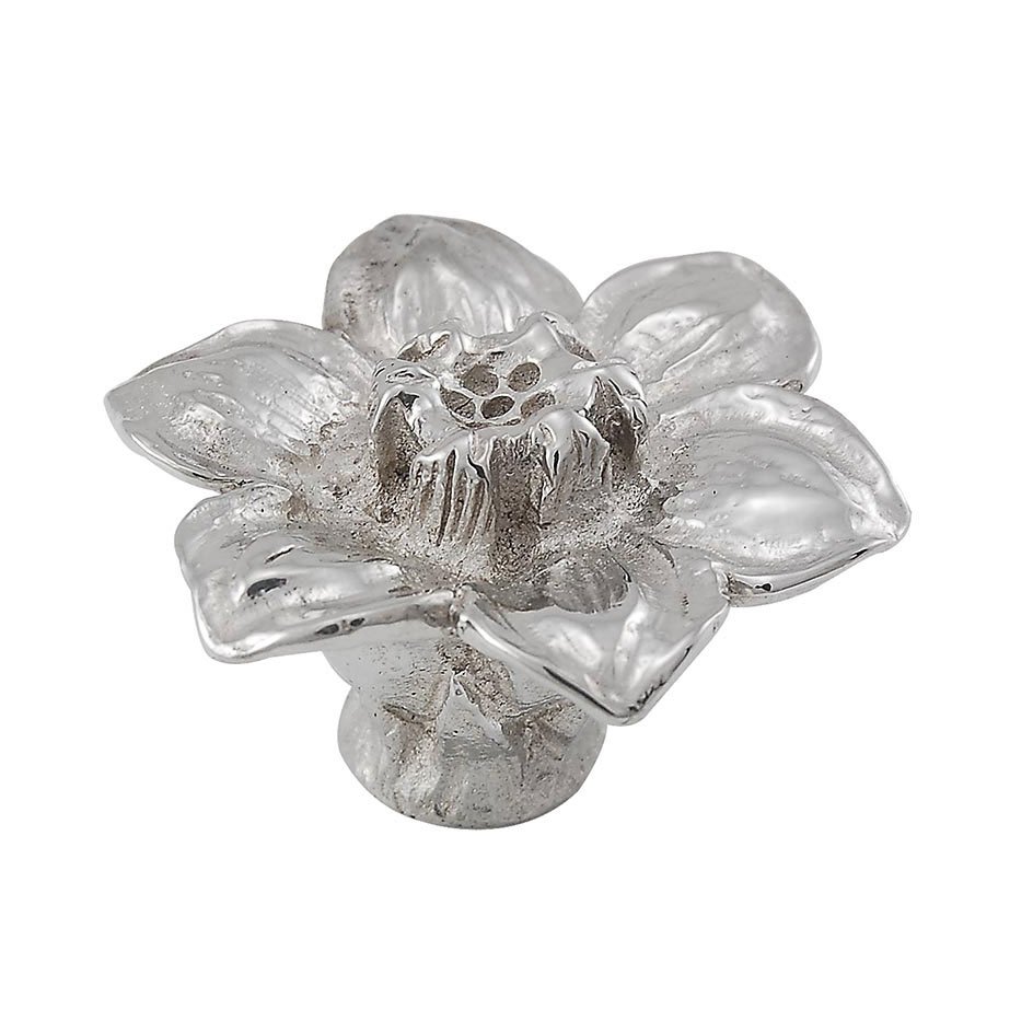 1 1/2" Hibiscus Knob in Polished Silver