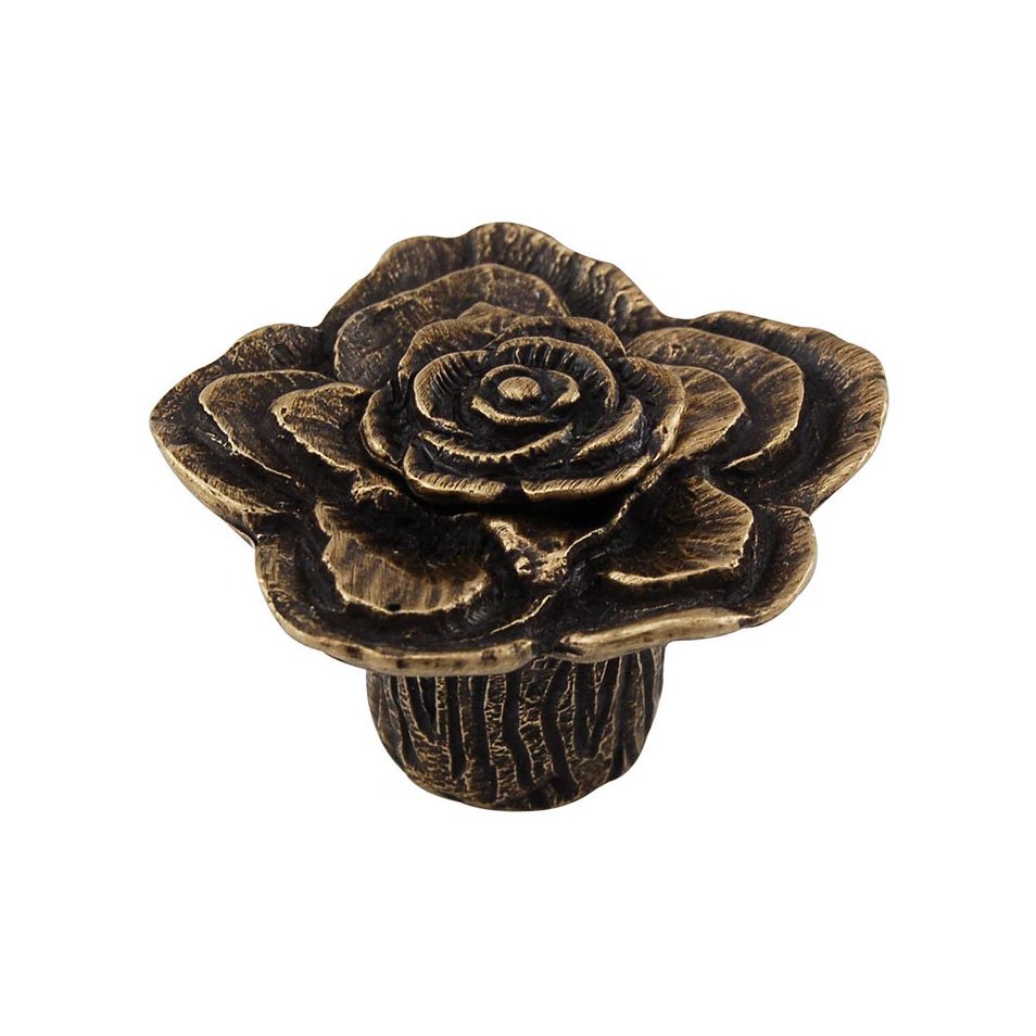 1 1/2" Double Rose Knob with Large Center in Antique Brass
