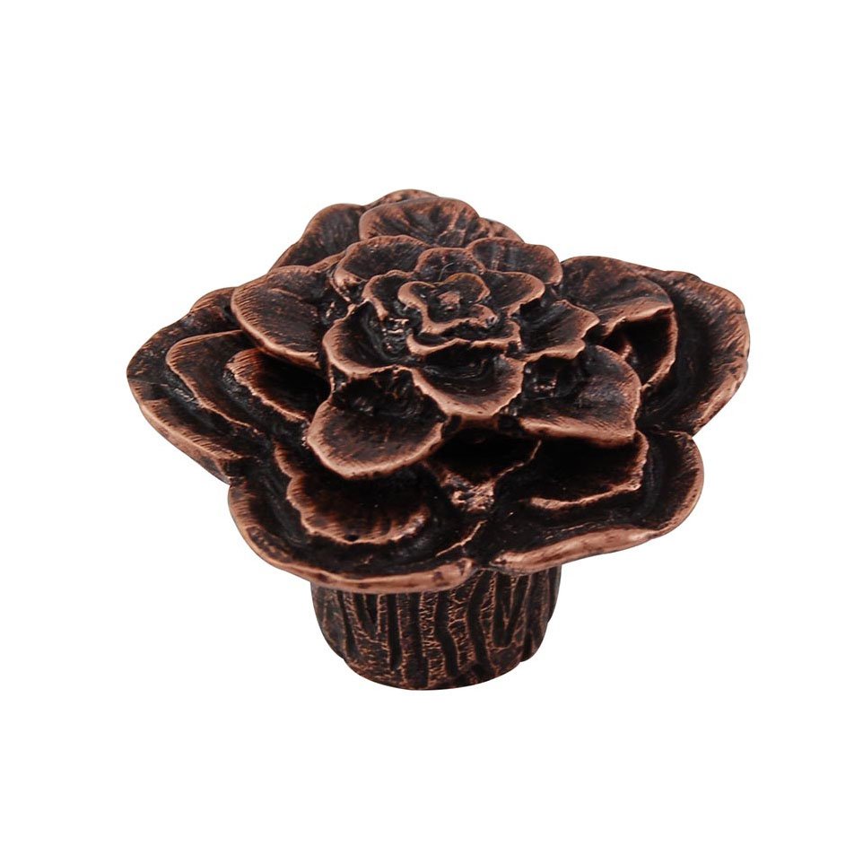 1 1/2" Double Rose Knob with Large Center in Antique Copper