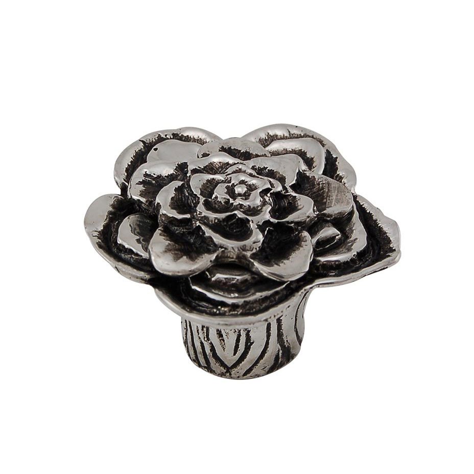 1 1/2" Double Rose Knob with Large Center in Antique Silver