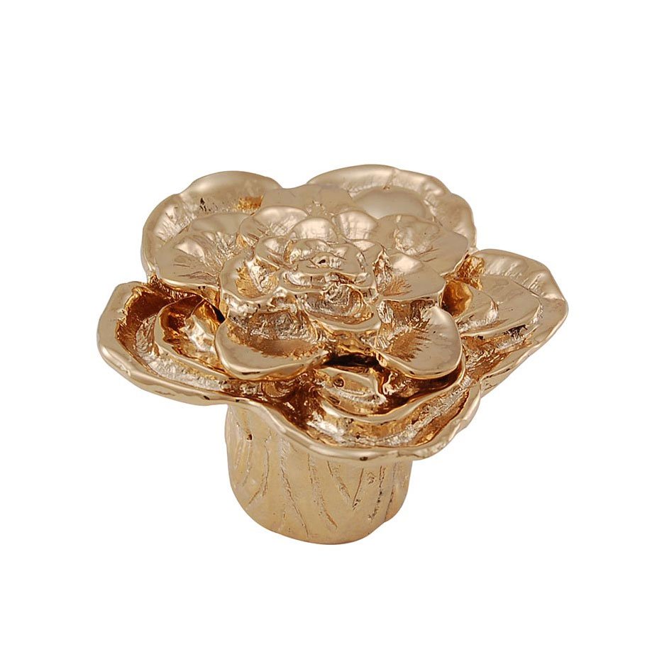 1 1/2" Double Rose Knob with Large Center in Polished Gold