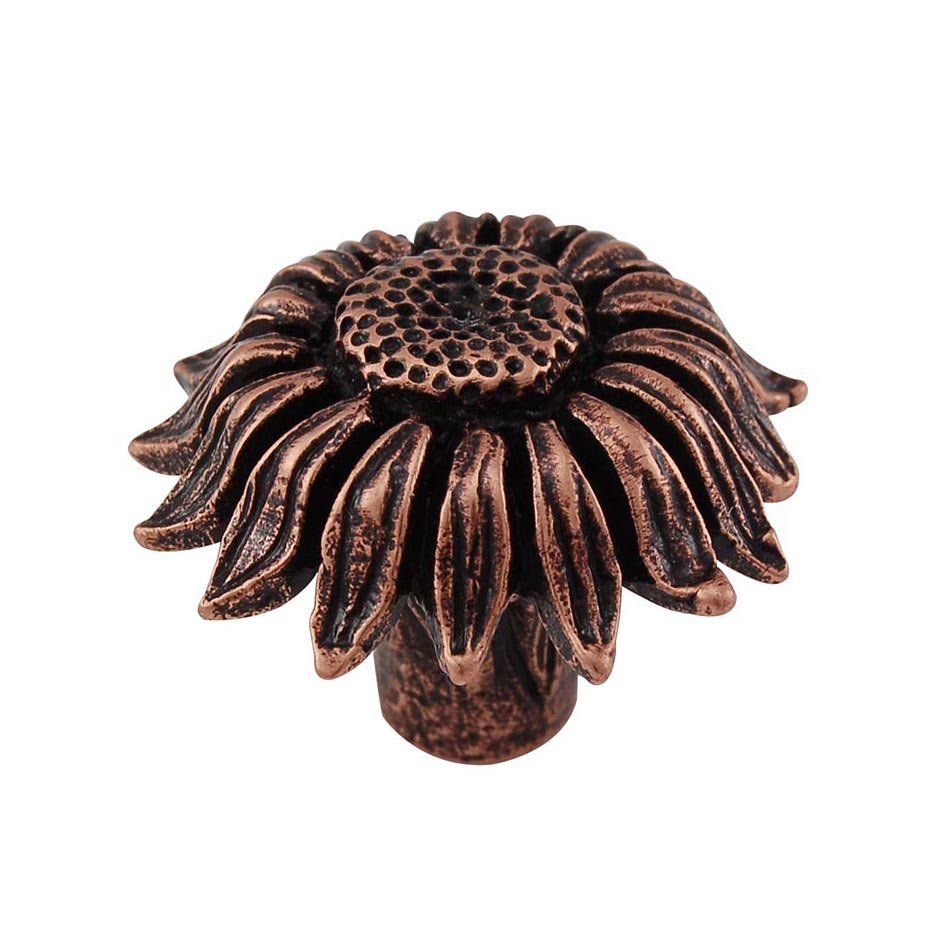 1 1/4" Sunflower Knob in Antique Copper