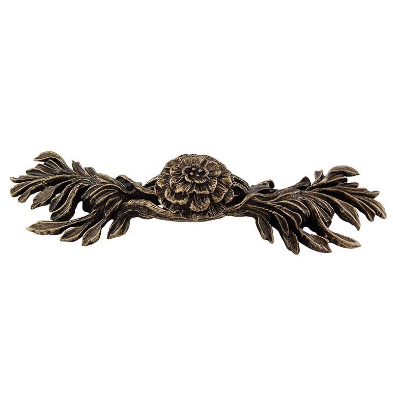 3" Centers Carnation Pull in Antique Brass