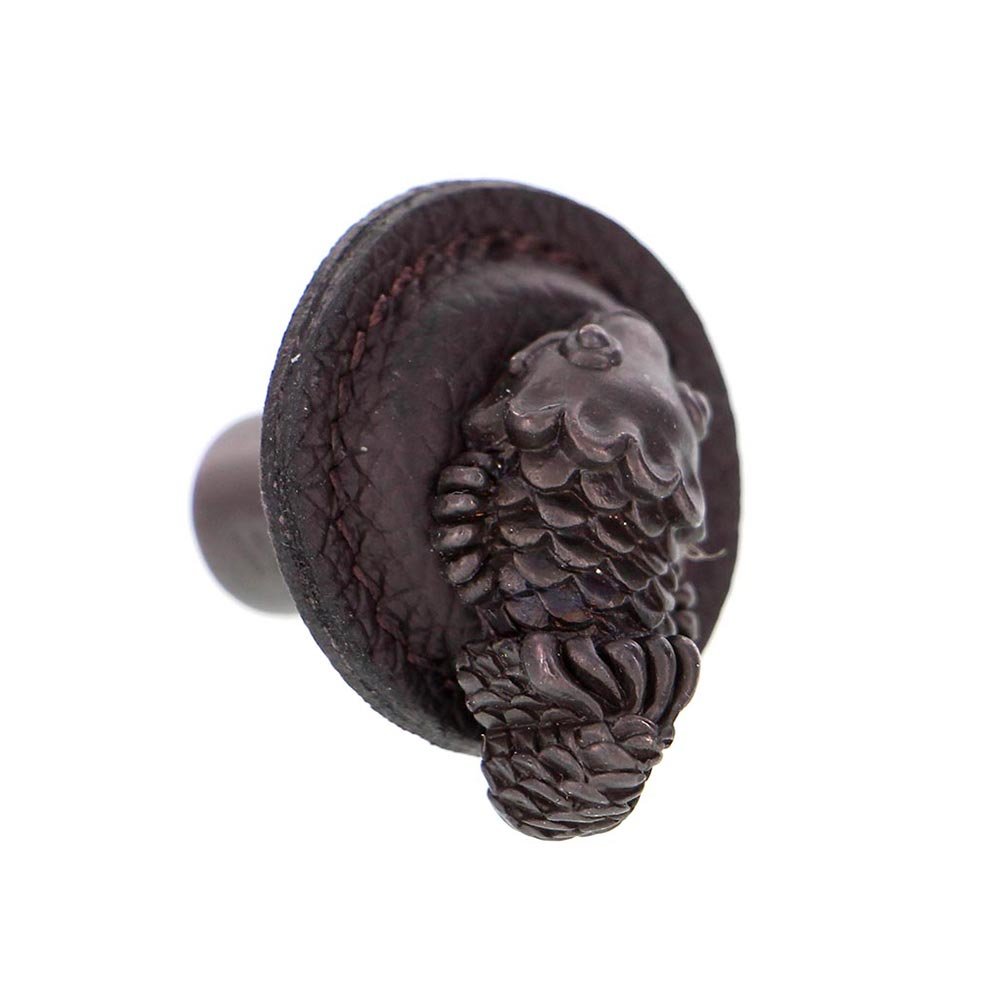 19 1/4" Round Koi Knob with Leather Insert in Oil Rubbed Bronze