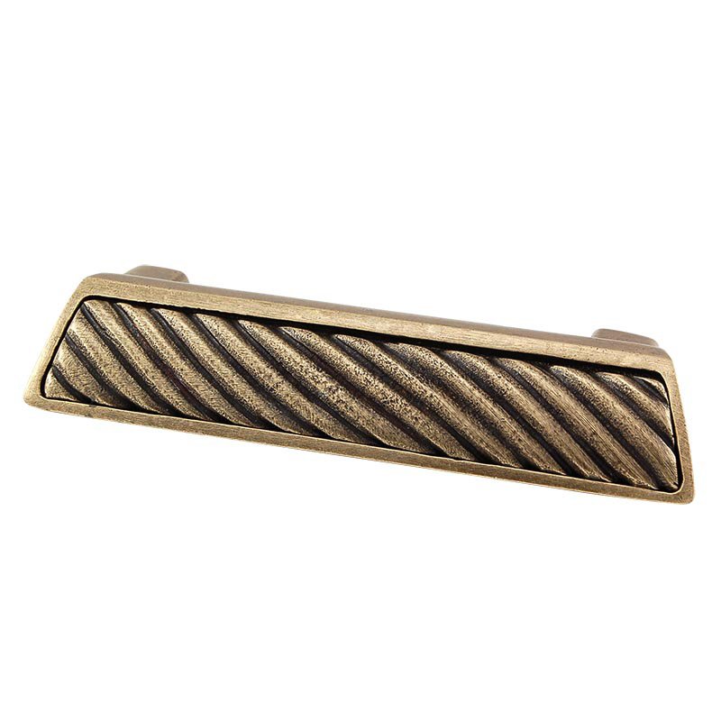 3" Centers Wavy Lines Cup Pull in Antique Brass