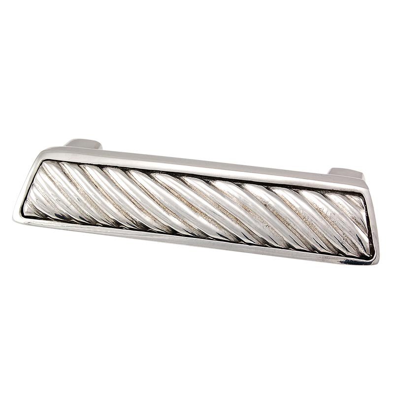 3" Centers Wavy Lines Cup Pull in Polished Silver