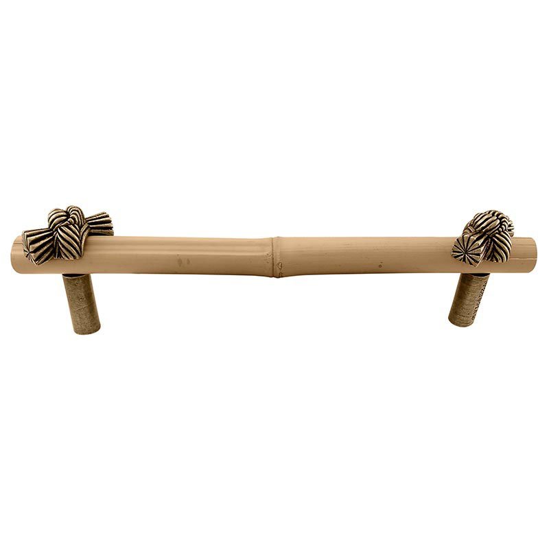 Handle with Bamboo - 9" Centers in Antique Brass