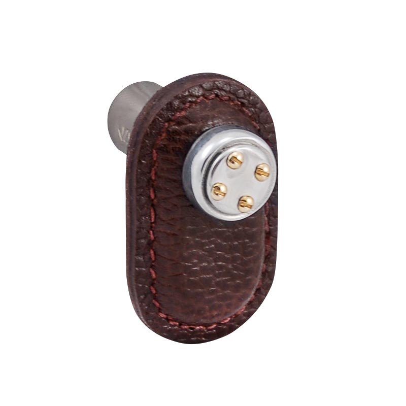 Leather Collection Rochetta Knob in Brown Leather in Two Tone