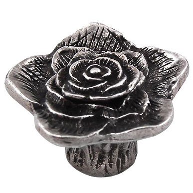 1 1/4" Double Rose Knob with Small Center in Antique Silver