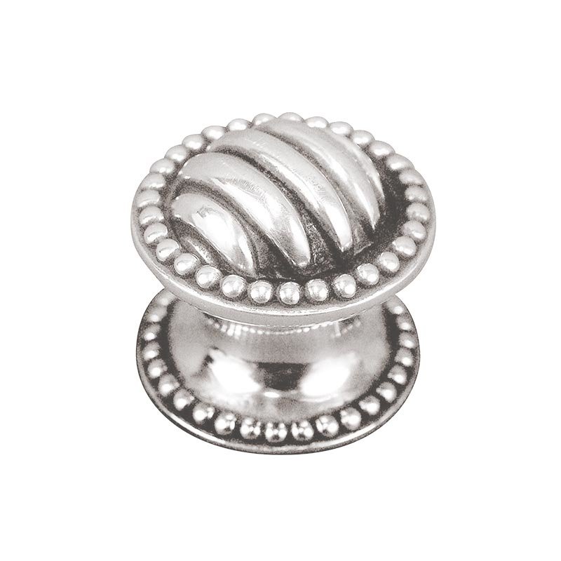 Large Ribbed Knob 1 1/4" in Polished Silver