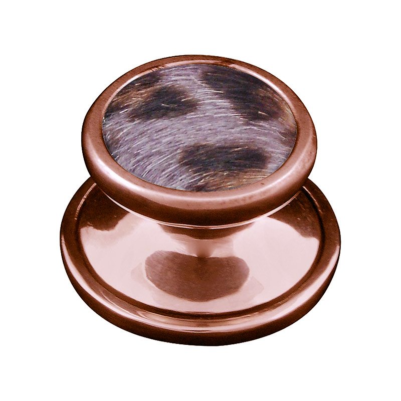 1 1/4" Knob with Insert in Antique Copper with Gray Fur Insert