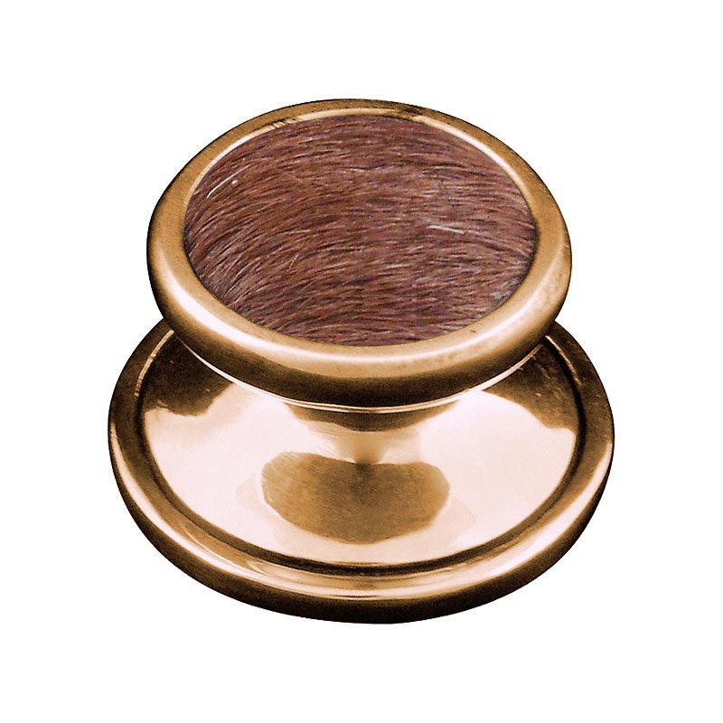 1 1/4" Knob with Insert in Antique Gold with Brown Fur Insert