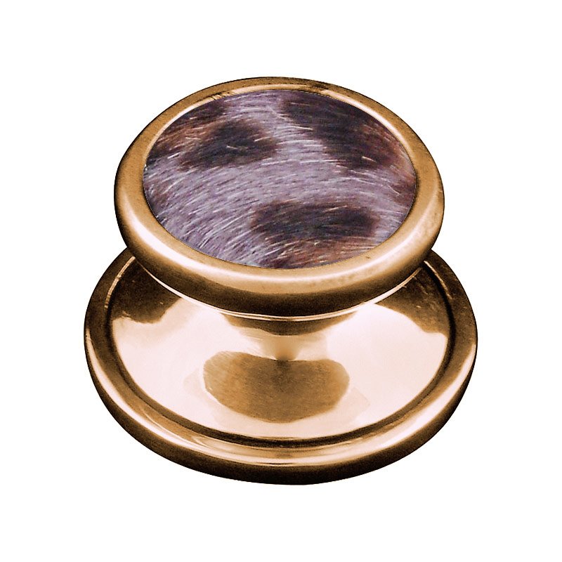 1 1/4" Knob with Insert in Antique Gold with Gray Fur Insert