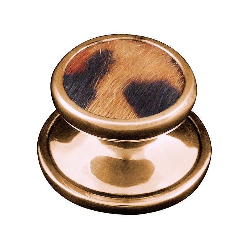 1 1/4" Knob with Insert in Antique Gold with Jaguar Fur Insert
