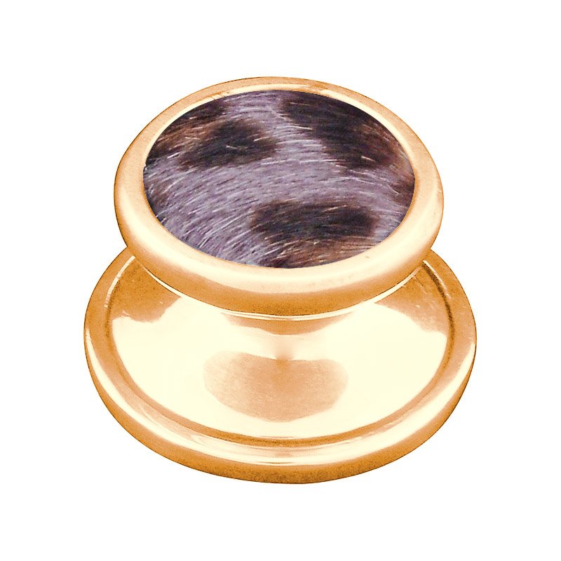 1 1/4" Knob with Insert in Polished Gold with Gray Fur Insert