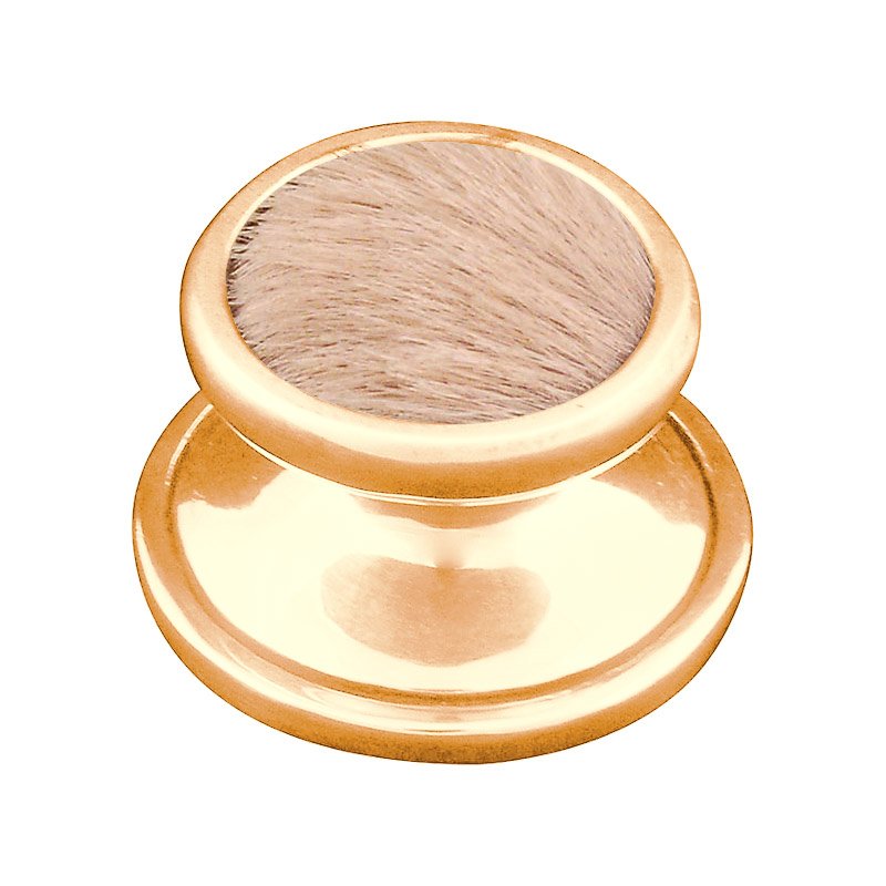 1 1/4" Knob with Insert in Polished Gold with Tan Fur Insert