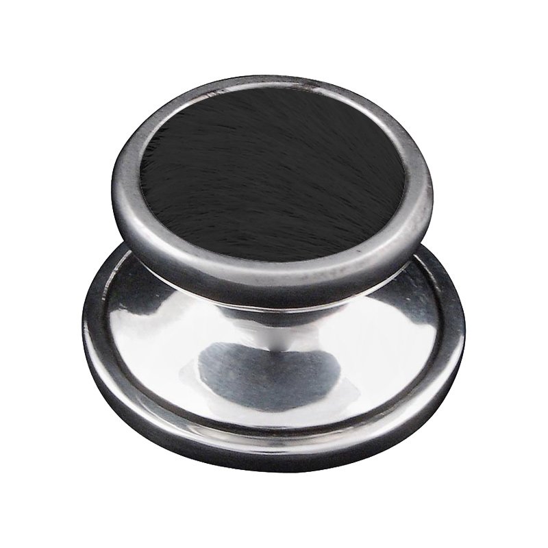 1 1/4" Knob with Insert in Vintage Pewter with Black Fur Insert