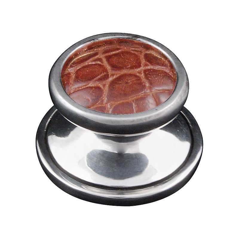 1 1/4" Knob with Insert in Vintage Pewter with Pebble Leather Insert