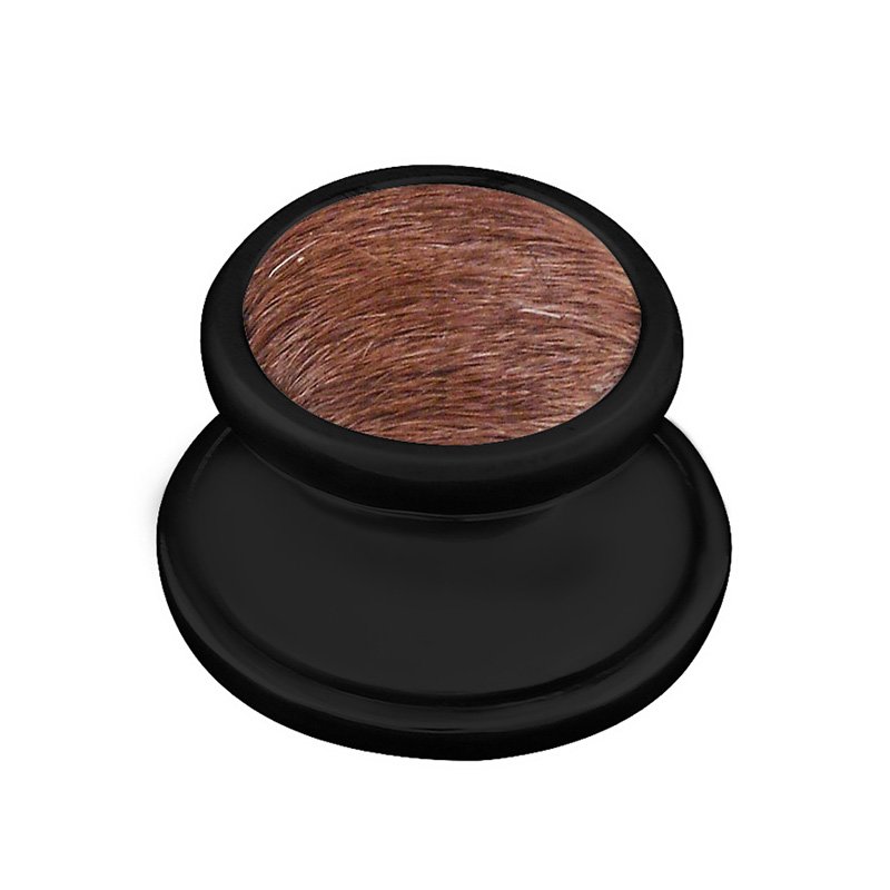 1" Knob with Insert in Oil Rubbed Bronze with Brown Fur Insert