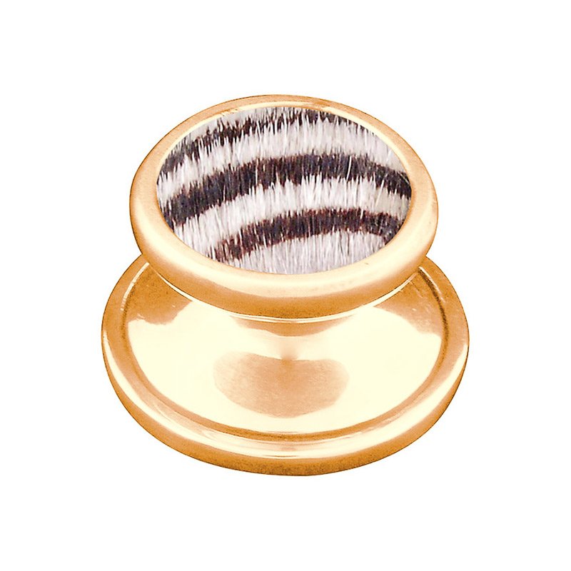 1" Knob with Insert in Polished Gold with Zebra Fur Insert