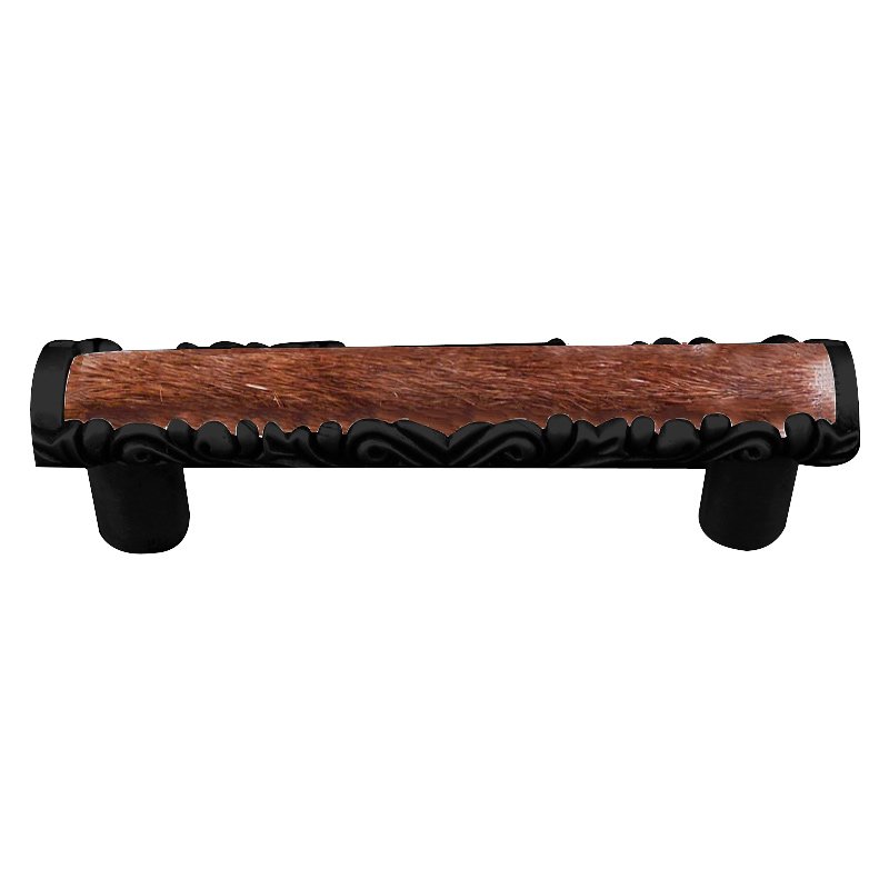 3" Centers Pull with Insert in Oil Rubbed Bronze with Brown Fur Insert