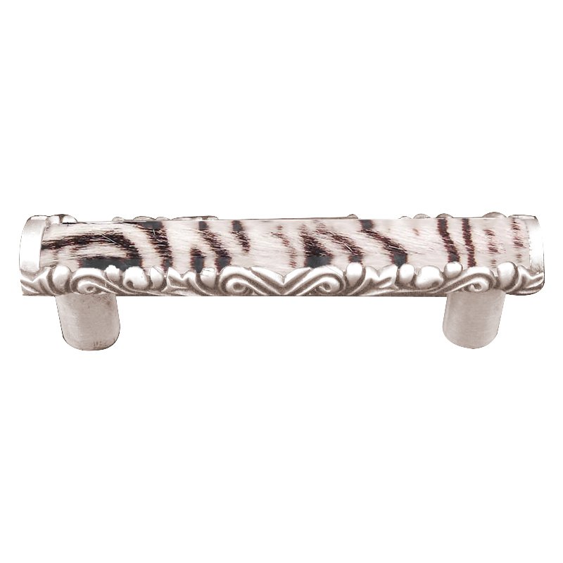 3" Centers Pull with Insert in Polished Nickel with Zebra Fur Insert