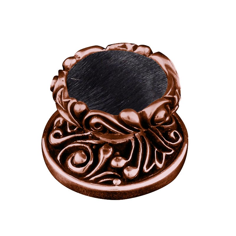 1 1/4" Knob with Insert in Antique Copper with Black Fur Insert