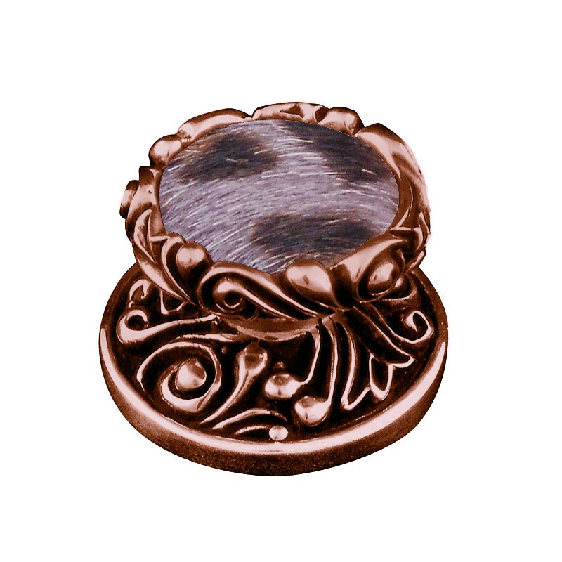 1 1/4" Knob with Insert in Antique Copper with Gray Fur Insert