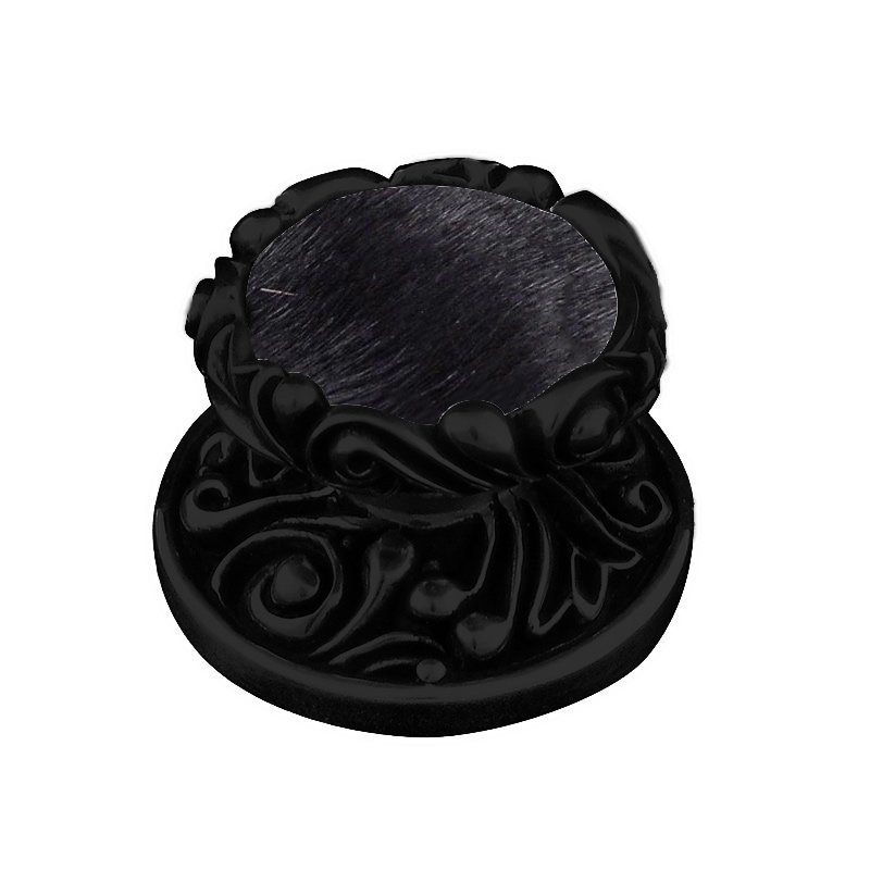 1 1/4" Knob with Insert in Oil Rubbed Bronze with Black Fur Insert