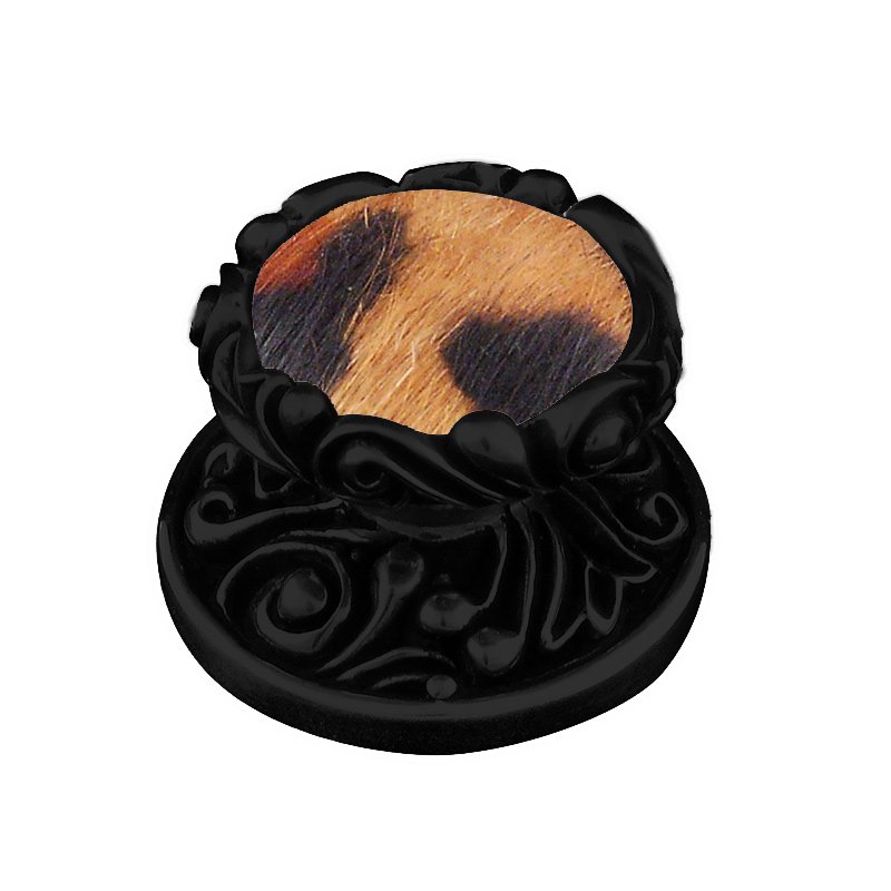 1 1/4" Knob with Insert in Oil Rubbed Bronze with Jaguar Fur Insert