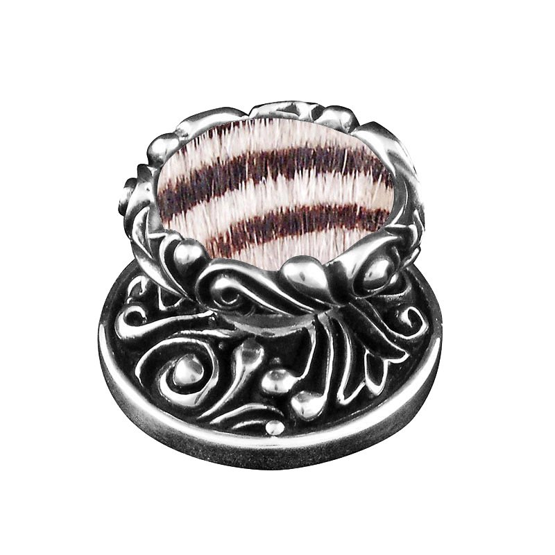 1 1/4" Knob with Insert in Vintage Pewter with Zebra Fur Insert