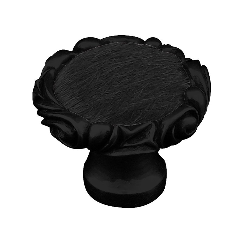 1 1/4" Knob with Small Base and Insert in Oil Rubbed Bronze with Black Fur Insert