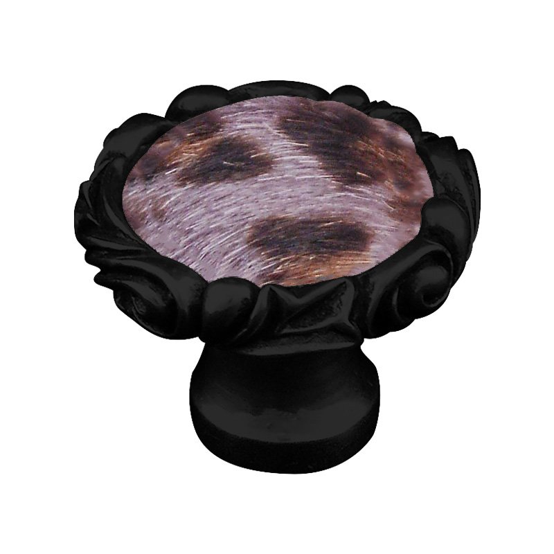 1 1/4" Knob with Small Base and Insert in Oil Rubbed Bronze with Gray Fur Insert