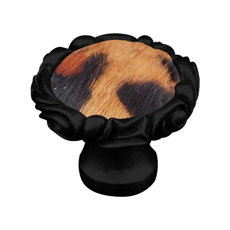 1 1/4" Knob with Small Base and Insert in Oil Rubbed Bronze with Jaguar Fur Insert