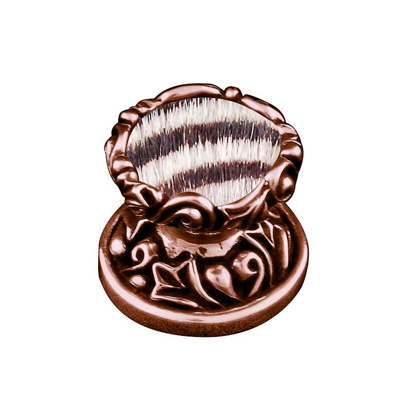 1" Knob with Insert in Antique Copper with Zebra Fur Insert