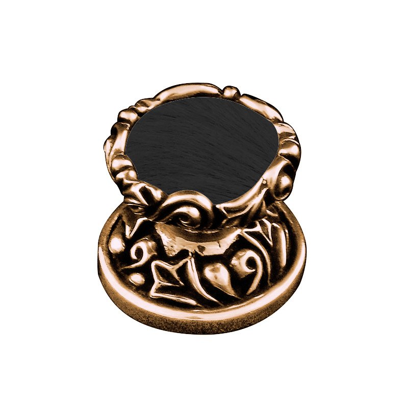 1" Knob with Insert in Antique Gold with Black Fur Insert