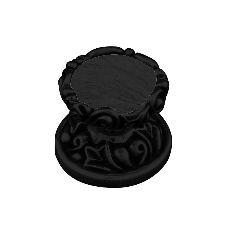 1" Knob with Insert in Oil Rubbed Bronze with Black Fur Insert