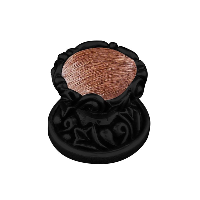 1" Knob with Insert in Oil Rubbed Bronze with Brown Fur Insert