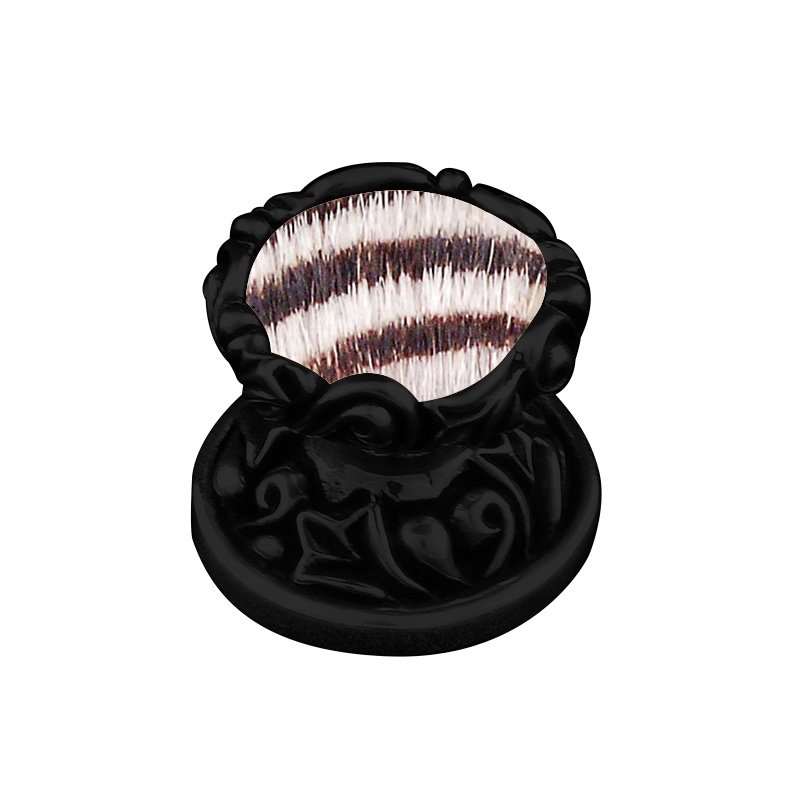 1" Knob with Insert in Oil Rubbed Bronze with Zebra Fur Insert