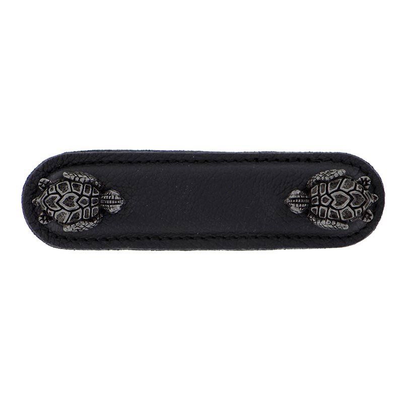 Leather Collection 3" (76mm) Tartaruga Pull in Black Leather in Gunmetal