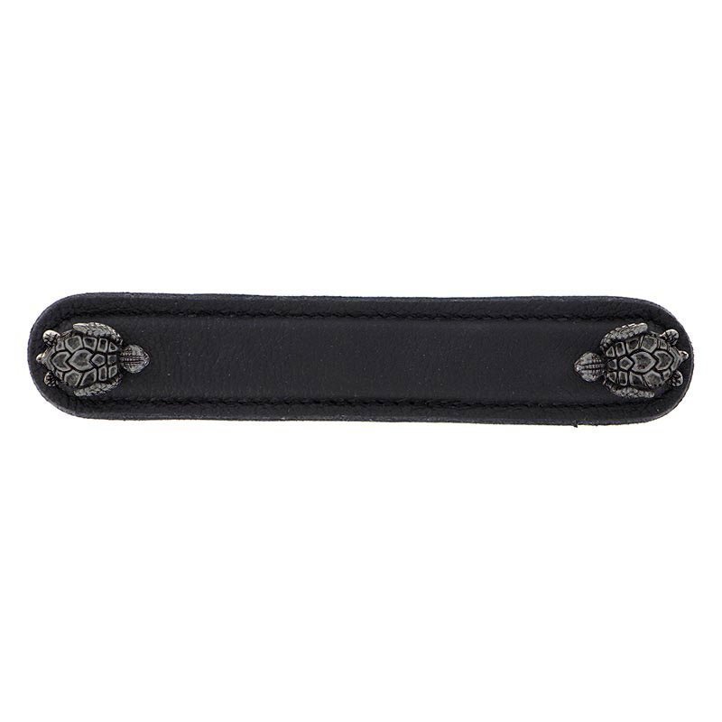 Leather Collection 5" (128mm) Tartaruga Pull in Black Leather in Gunmetal
