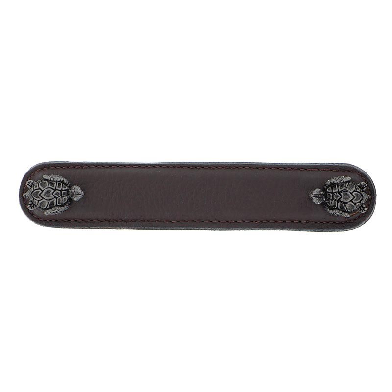 Leather Collection 5" (128mm) Tartaruga Pull in Brown Leather in Gunmetal