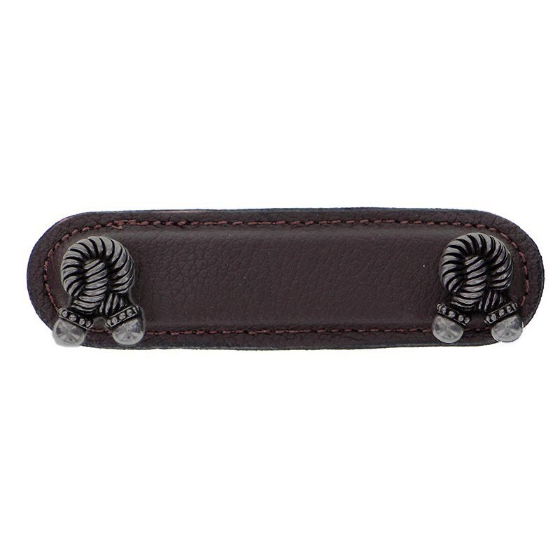 Leather Collection 3" (76mm) Bonata Pull in Brown Leather in Gunmetal