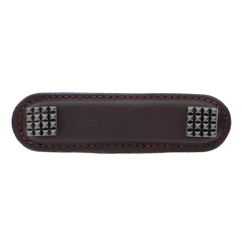 Leather Collection 3" (76mm) Solferino Pull in Brown Leather in Gunmetal