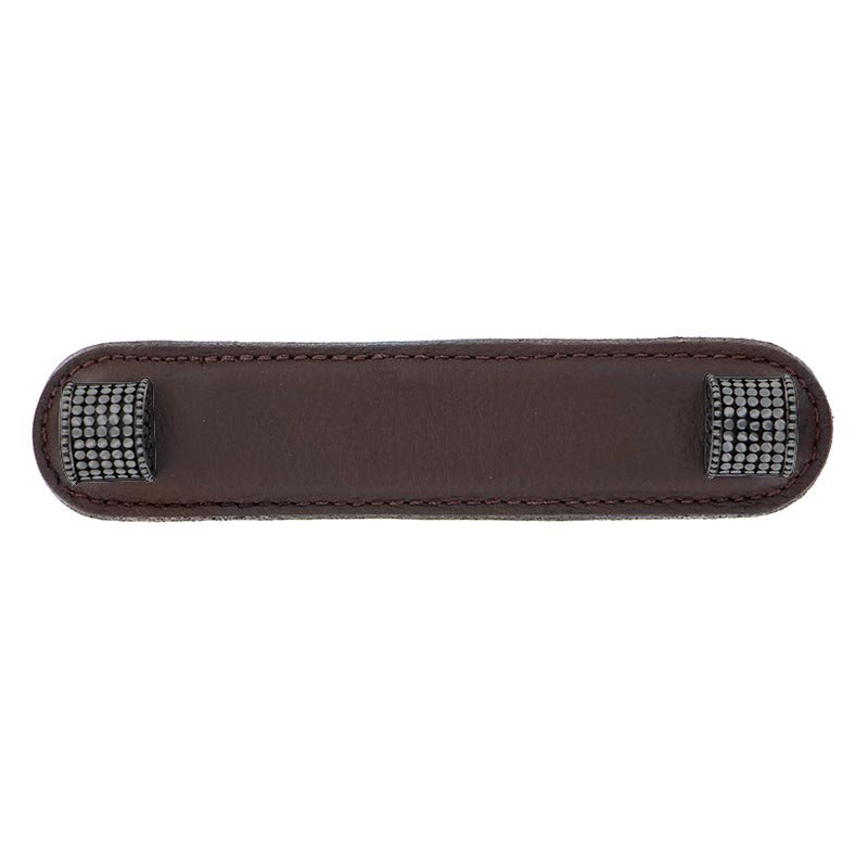 Leather Collection 4" (102mm) Tiziano Pull in Brown Leather in Gunmetal