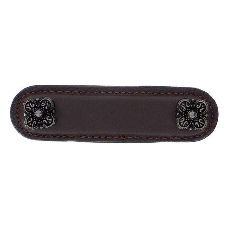 Leather Collection 3" (76mm) Napoli Pull in Brown Leather in Gunmetal