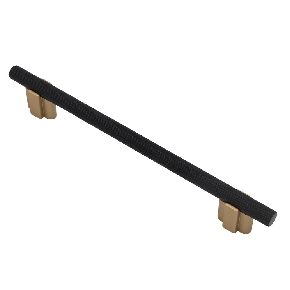 Knurled 160mm Centers Bar Pull in Satin Brass/Matte Black