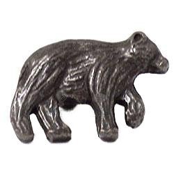 Bear Facing Right Knob in Tumbled Pewter