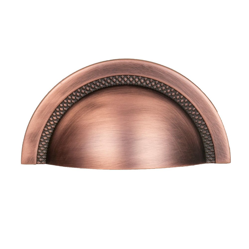 2 1/2" (64mm) Centers Knurled Cup Pull in Antique Copper